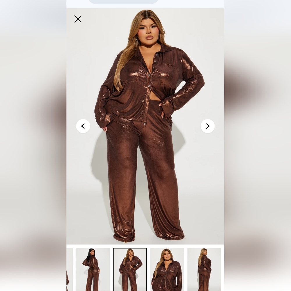 Fashion Nova Shimmering Brown Pantsuit